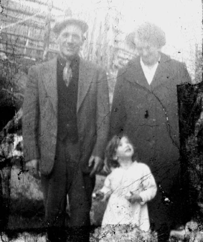 424: Thomas Barry, his wife Anne Dollimont, and their daughter Mary. (circa 1954) [courtesy of Mary (Barry)  Bruce]  - Thomas son of William Barry &amp;amp; Anastasia Meade